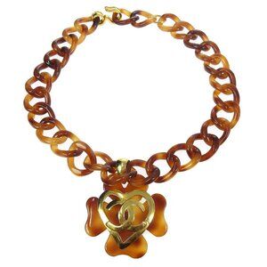 Chanel Clover Pendant Necklace Acrylic 95P 59824